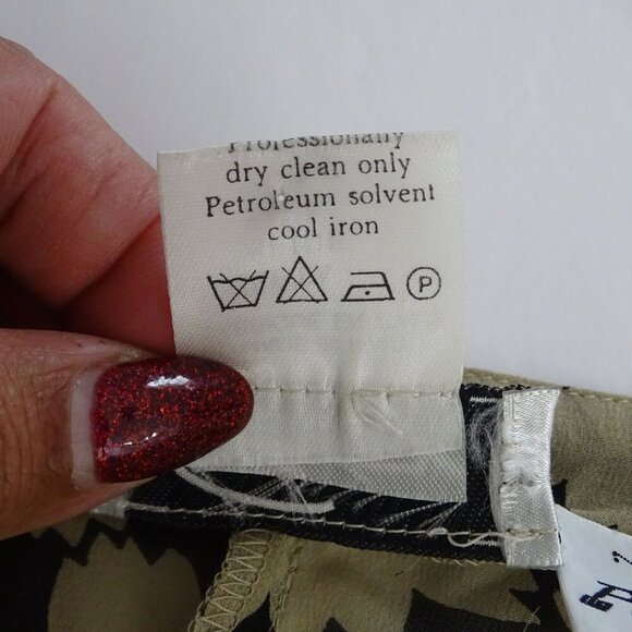 Vintage Panache Floral Black Tan Silk Wrap Top and Pocket Square Women Size 8 - Picture 6 of 13